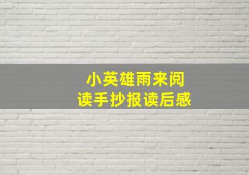 小英雄雨来阅读手抄报读后感