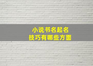 小说书名起名技巧有哪些方面