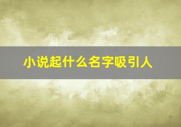 小说起什么名字吸引人