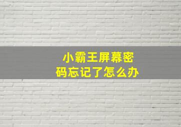 小霸王屏幕密码忘记了怎么办