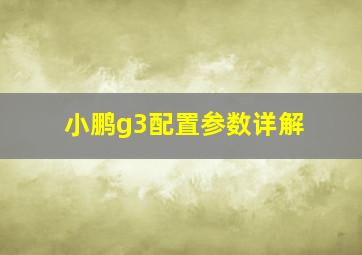 小鹏g3配置参数详解