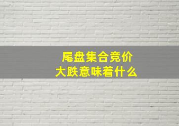 尾盘集合竞价大跌意味着什么