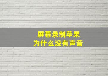 屏幕录制苹果为什么没有声音