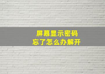 屏幕显示密码忘了怎么办解开