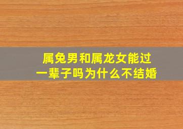 属兔男和属龙女能过一辈子吗为什么不结婚