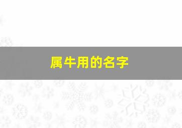 属牛用的名字