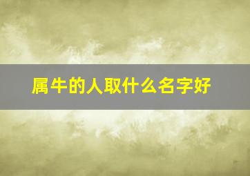 属牛的人取什么名字好