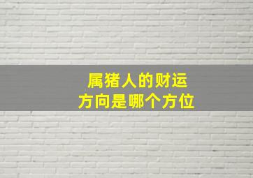 属猪人的财运方向是哪个方位