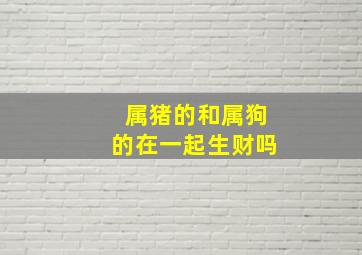 属猪的和属狗的在一起生财吗