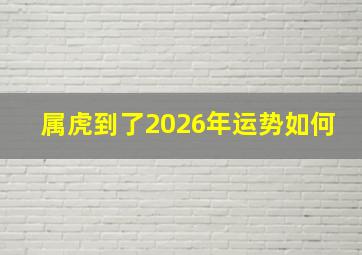 属虎到了2026年运势如何