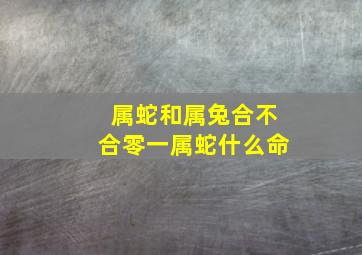 属蛇和属兔合不合零一属蛇什么命