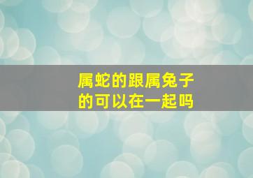 属蛇的跟属兔子的可以在一起吗