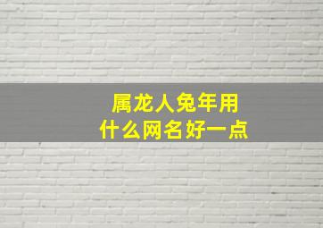 属龙人兔年用什么网名好一点