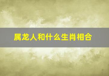 属龙人和什么生肖相合