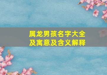 属龙男孩名字大全及寓意及含义解释