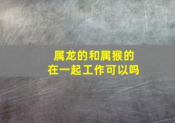 属龙的和属猴的在一起工作可以吗