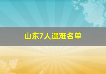 山东7人遇难名单