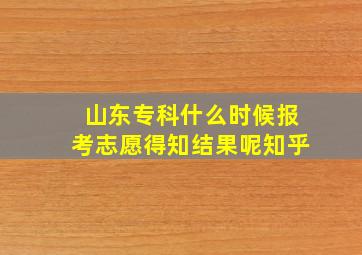 山东专科什么时候报考志愿得知结果呢知乎