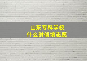 山东专科学校什么时候填志愿