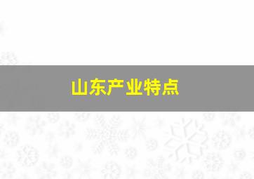 山东产业特点