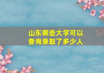 山东哪些大学可以查询录取了多少人