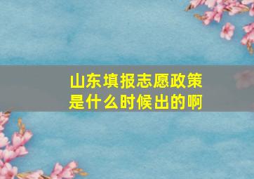 山东填报志愿政策是什么时候出的啊