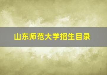 山东师范大学招生目录