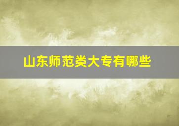 山东师范类大专有哪些