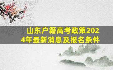 山东户籍高考政策2024年最新消息及报名条件