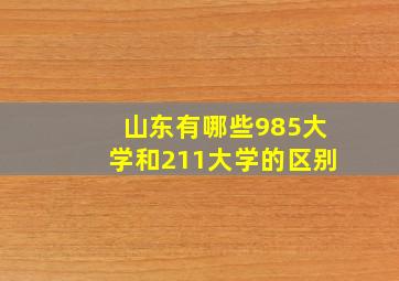 山东有哪些985大学和211大学的区别