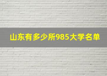 山东有多少所985大学名单