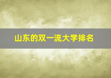 山东的双一流大学排名