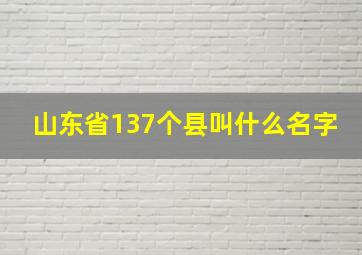 山东省137个县叫什么名字