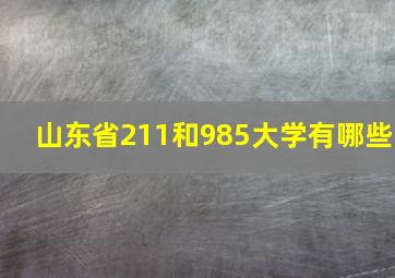 山东省211和985大学有哪些