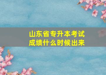 山东省专升本考试成绩什么时候出来