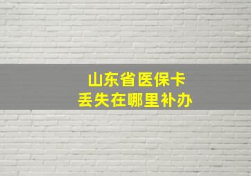 山东省医保卡丢失在哪里补办