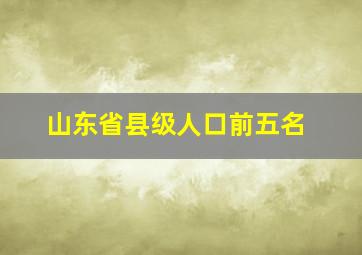 山东省县级人口前五名