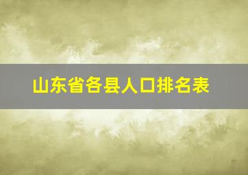 山东省各县人口排名表