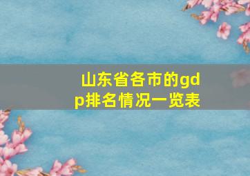 山东省各市的gdp排名情况一览表