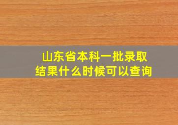 山东省本科一批录取结果什么时候可以查询