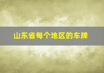 山东省每个地区的车牌