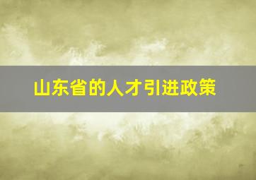 山东省的人才引进政策