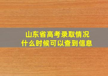 山东省高考录取情况什么时候可以查到信息