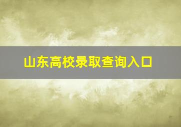 山东高校录取查询入口