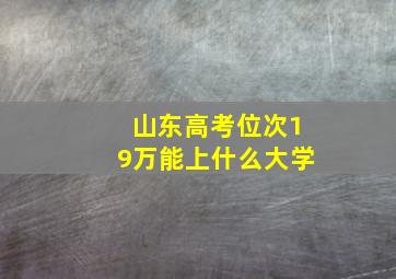 山东高考位次19万能上什么大学