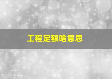 工程定额啥意思