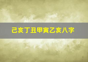 己亥丁丑甲寅乙亥八字