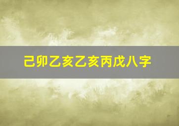 己卯乙亥乙亥丙戊八字