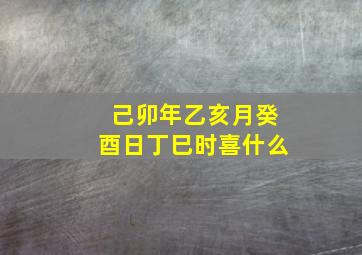 己卯年乙亥月癸酉日丁巳时喜什么