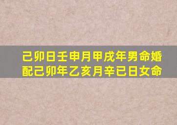 己卯日壬申月甲戌年男命婚配己卯年乙亥月辛已日女命